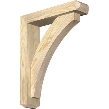 Ekena Millwork Thorton Craftsman Rough Sawn Bracket w/ Offset Brace, Douglas Fir, 4"W x 16"D x 20"H BKT0402X16X20THR04RDF
